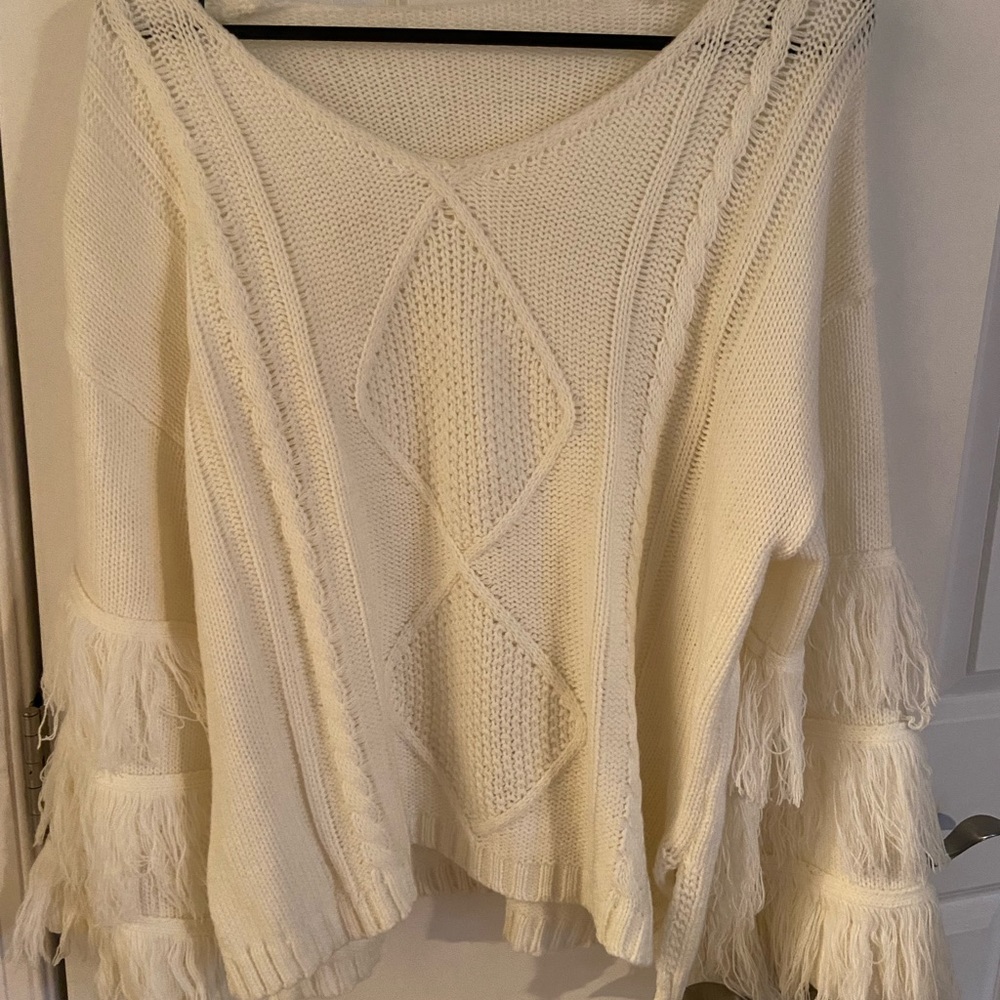 Cream Boho Sweater. Size M